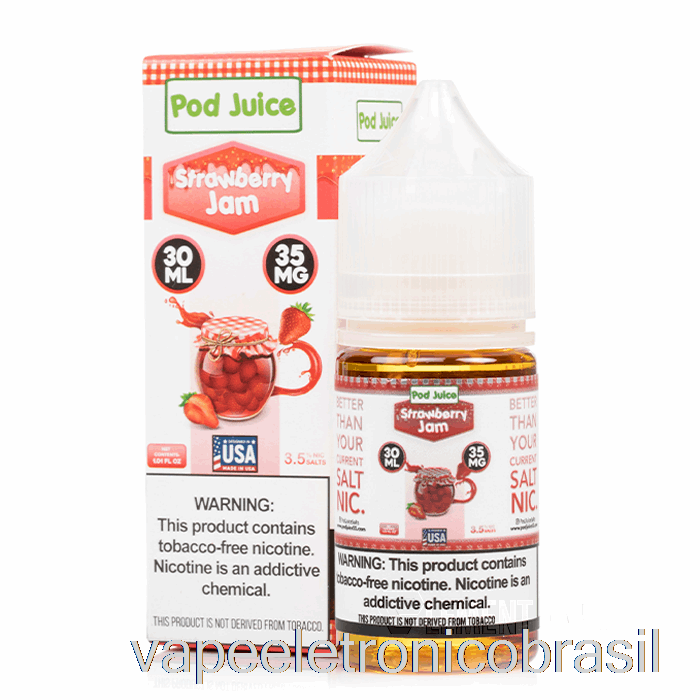 Vape Recarregável Geléia De Morango - Suco De Vagem - 30ml 35mg